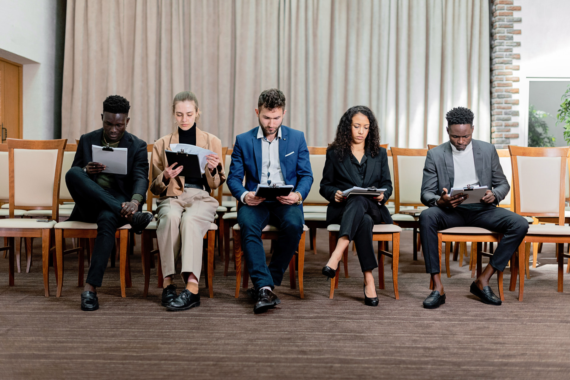 Candidates waiting to interview for open sales roles